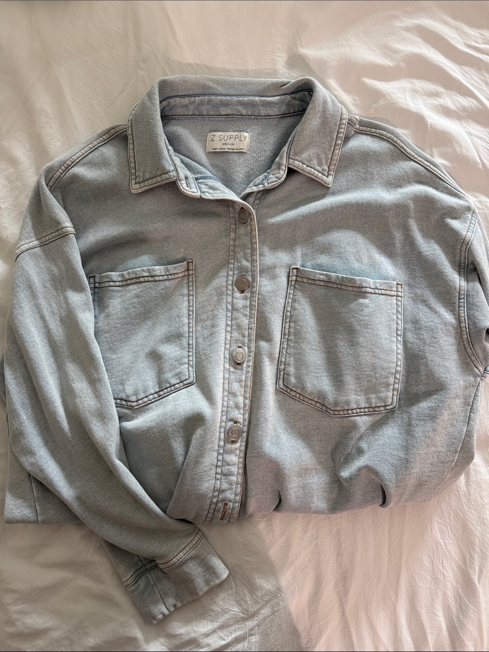 Z Supply Washed Light Blue Denim Jacket
